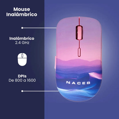Naceb Mouse Inalámbrico Na-0138b Rosa 3 Botones Rosa