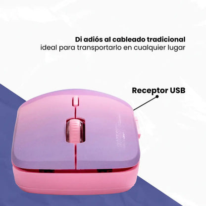 Naceb Mouse Inalámbrico Na-0138b Rosa 3 Botones Rosa