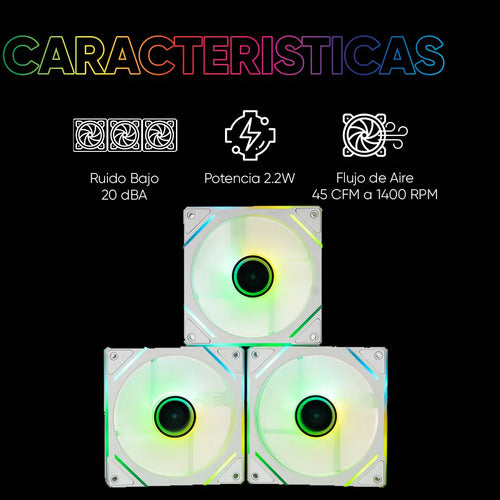 Ventilador Gamer Argb 120mm Gaming Naceb Na-0650 Blanco