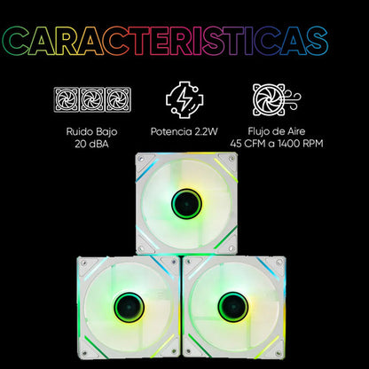 Ventilador Gamer Argb 120mm Gaming Naceb Na-0650 Blanco