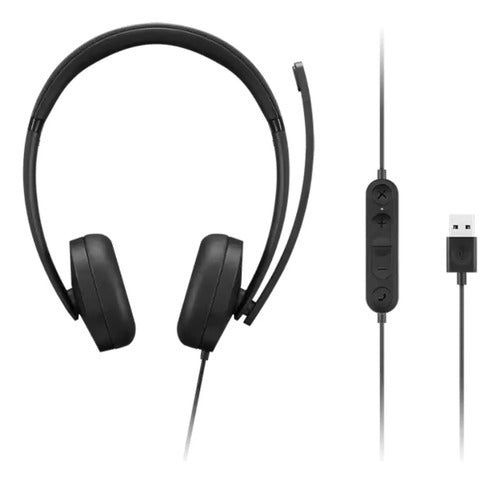 Lenovo Audífonos Con Micrófono 4xd1p83425, Alámbrico, Usb Negro