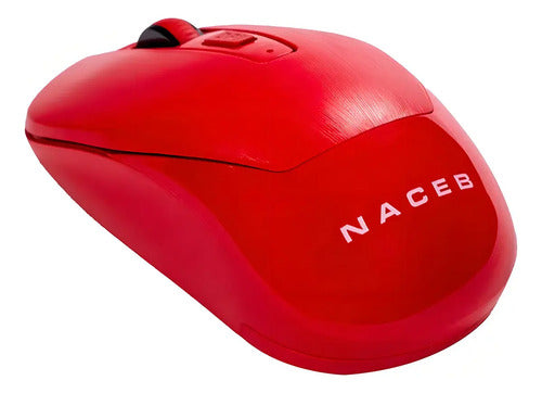 Mouse Inalambrico Naceb Na-0137r Usb 2.4 1600dpi 3 Botones Rojo