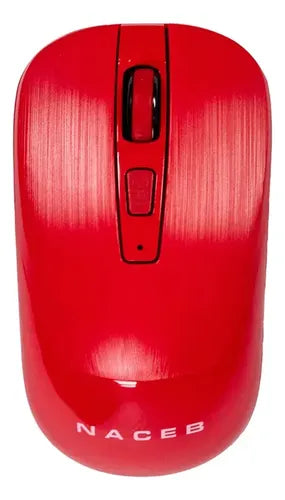Mouse Inalambrico Naceb Na-0137r Usb 2.4 1600dpi 3 Botones Rojo