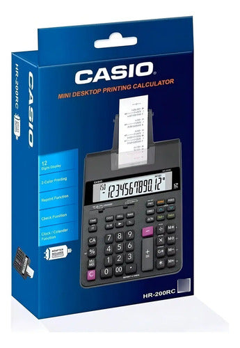 Calculadora Sumadora Casio Hr-200rc De Escritorio Negra Negro
