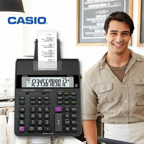 Calculadora Sumadora Casio Hr-200rc De Escritorio Negra Negro