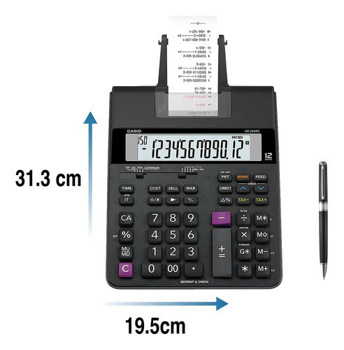 Calculadora Sumadora Casio Hr-200rc De Escritorio Negra Negro