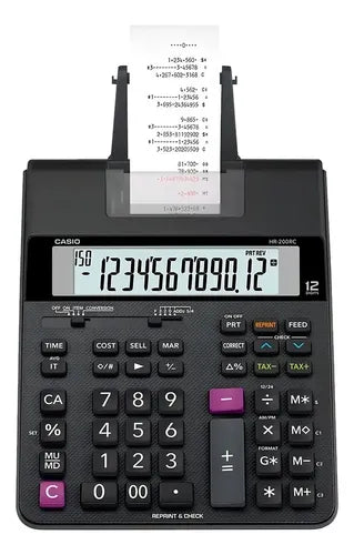 Calculadora Sumadora Casio Hr-200rc De Escritorio Negra Negro
