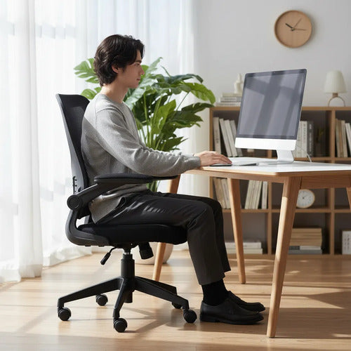 Silla Ejecutiva Nextep Ne-650a De Altura Y Descansa Brazos Negro Tela De Malla