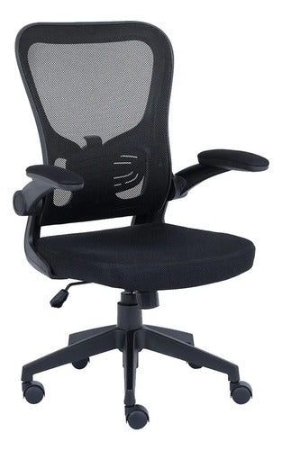 Silla Ejecutiva Nextep Ne-650a De Altura Y Descansa Brazos Negro Tela De Malla