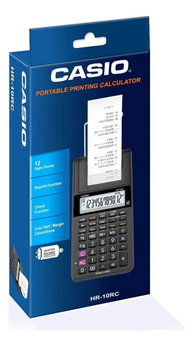 Calculadora Con Impresor Casio Sumadora Hr-10rc Color Negro Negro