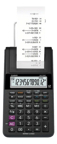 Calculadora Con Impresor Casio Sumadora Hr-10rc Color Negro Negro