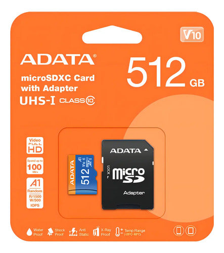Memoria Flash Adata Premier, 512gb Microsdxc Uhs-i Clase 10