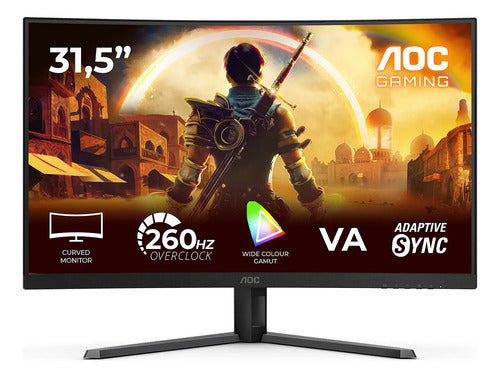 Monitor Curvo Aoc C32g42ze Led Va 31.5  Fhd 260hz Negro/rojo Negro