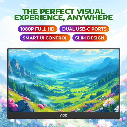 Monitor Aoc Con Pantalla De 15.6  60hz Y Resolución Full Hd Negro