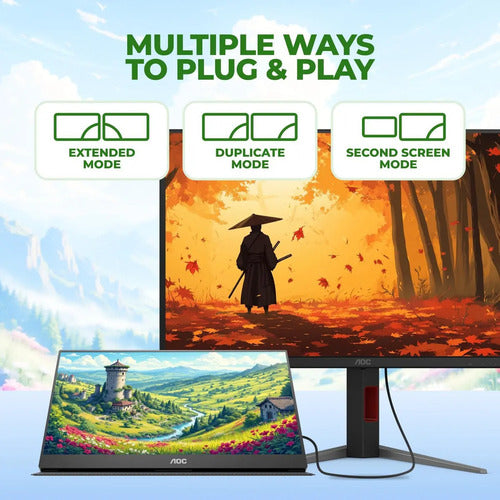 Monitor Aoc Con Pantalla De 15.6  60hz Y Resolución Full Hd Negro