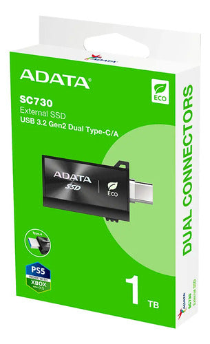 Ssd Externo Adata Sc730 1tb Usb-c/usb-a Negro Sc730-1t-cacti Negro