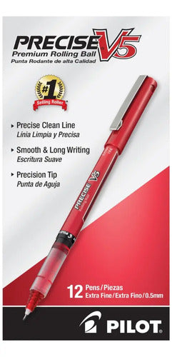 Plumas Pilot Precise V5 Roller Rojo 0.5 Mm Caja 12 Unidades Rojo