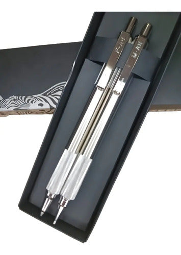 Set Bolígrafo Y Portaminas Metal Mf701 Zebra Plateado