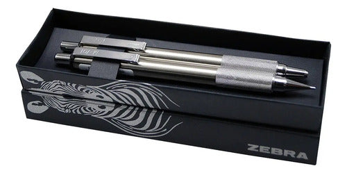 Set Bolígrafo Y Portaminas Metal Mf701 Zebra Plateado