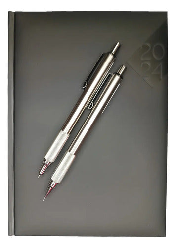 Set Bolígrafo Y Portaminas Metal Mf701 Zebra Plateado