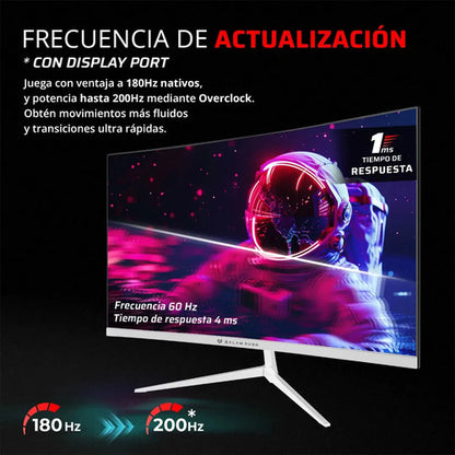 Monitor Gamer Curvo 23.8 Andromeda Mag24y 180hz 1ms Blanco Blanco