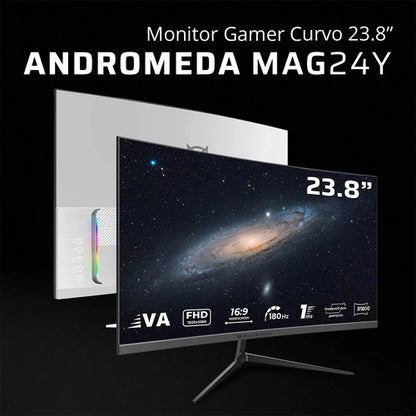 Monitor Gamer Curvo 23.8 Andromeda Mag24y 180hz 1ms Blanco Blanco