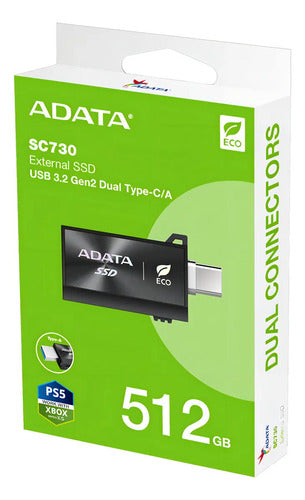 Ssd Externo Adata Sc730, 512gb, Usb-c Negro Sc730-512g-cacti Negro