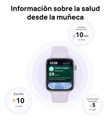 Huawei Smartwatch Watch Fit 4, Amoled, Android/ios, Morado Gris Fluoroelastómero Morado Negro