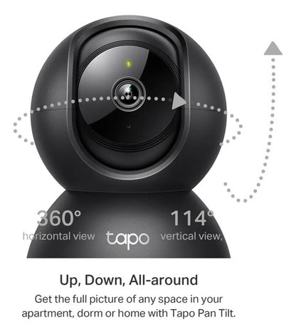 Cámara Wi-fi Vigilancia 360o Tp-link 3mp Tapo 2k, Negro Negro