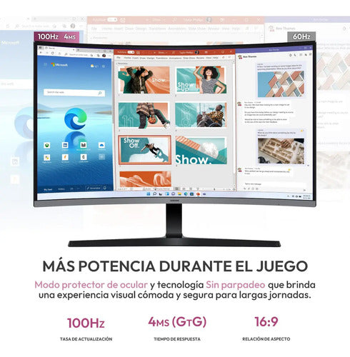 Monitor Curvo Samsung Essential S3 S39gd Lcd 32  100hz Negro Negro