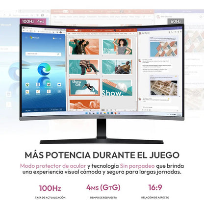 Monitor Curvo Samsung Essential S3 S39gd Lcd 32  100hz Negro Negro