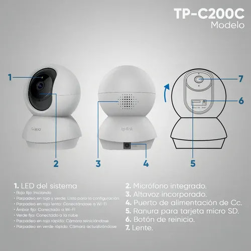 Cámara De Seguridad Tp-link Tapo C200c Fhd Interior Nocturna Blanco