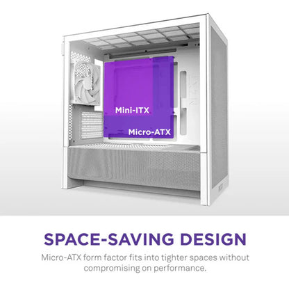 Gabinete Nzxt H3 Flow Blanco Micro Atx Incluye 1 Ventilador Blanco