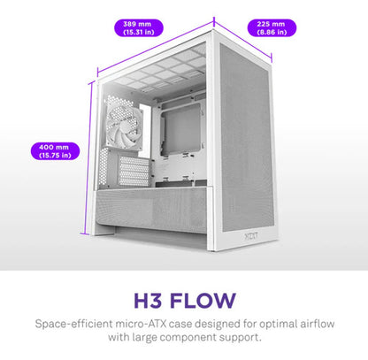 Gabinete Nzxt H3 Flow Blanco Micro Atx Incluye 1 Ventilador Blanco