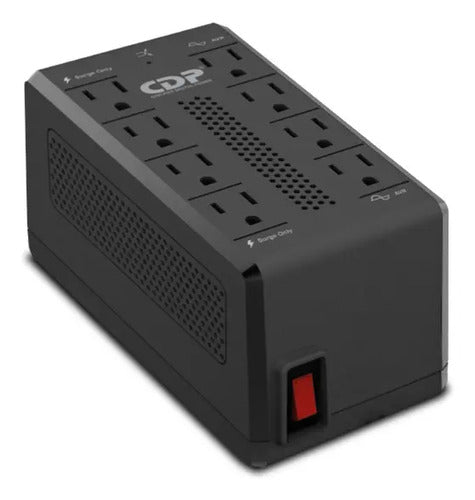 Regulador De Voltaje Cdp Ravr1408 Supresor De Picos 8 Contac Negro