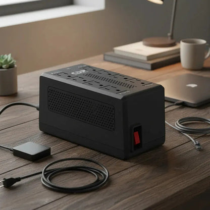 Regulador De Voltaje Cdp Ravr1408 Supresor De Picos 8 Contac Negro