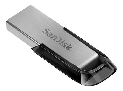 Memoria Usb Sandisk Ultra Flair 64gb 3.0 Plateado Y Negro Plateado/negro Liso