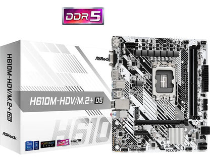 Tarjeta Madre Asrock H610m-hdv/m.2+ D5, Micro-atx Lga1700 Blanco