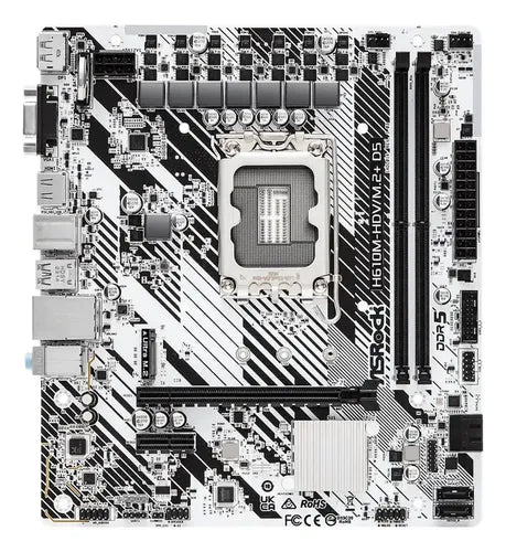 Tarjeta Madre Asrock H610m-hdv/m.2+ D5, Micro-atx Lga1700 Blanco
