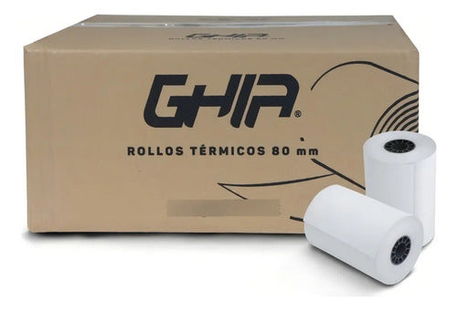 Ghia Papel Térmico 80mm X 70mm, Reacción Negro, 50 Piezas Blanco