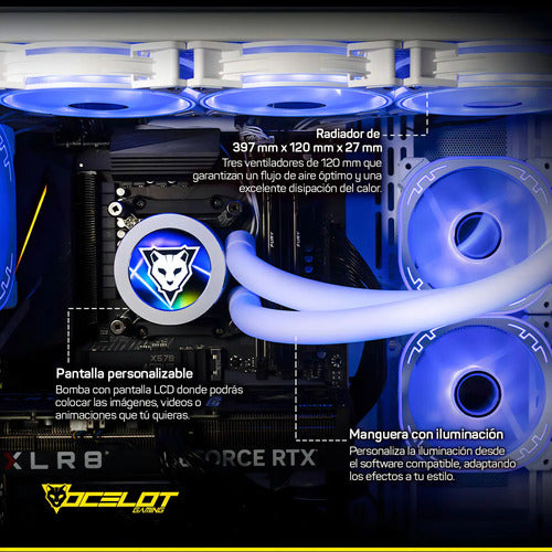 Disipador Ocelot Gaming Polar Wave 360 White 1800rpm 3x120mm