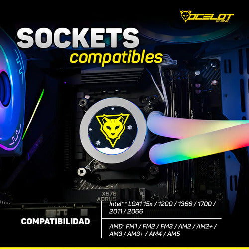 Disipador Ocelot Gaming Polar Wave 360 White 1800rpm 3x120mm
