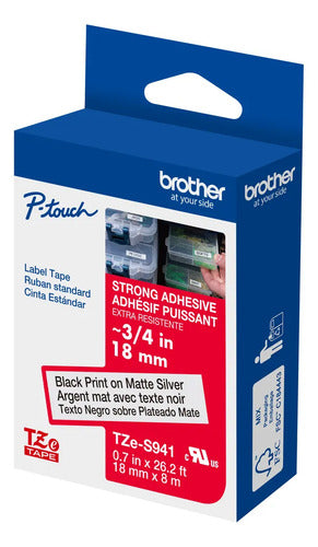 Cinta Laminada Brother Con Extra Adhesivo Negro Sobre Plata Negro Sobre Cinta Plata Matte