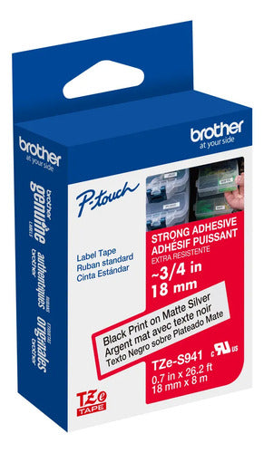Cinta Laminada Brother Con Extra Adhesivo Negro Sobre Plata Negro Sobre Cinta Plata Matte