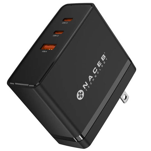 Naceb Cargador De Pared Na-0145 100w Gan | 3 Usb-a + 2 Usb-c Negro