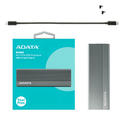 Adata Gabinete De Disco Duro Ec680 M.2, M.2, Usb-c 3.2 Gris