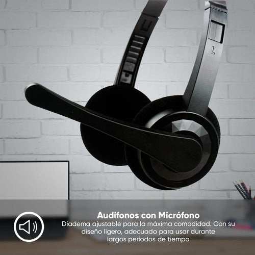 Naceb Tecnología Audífonos Micrófono Pc Alámbricos Sonido Hq Negro