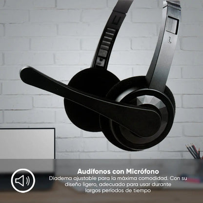 Naceb Tecnología Audífonos Micrófono Pc Alámbricos Sonido Hq Negro