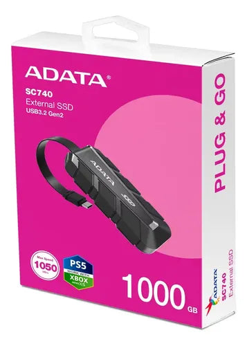 Disco Duro Sólido Ssd Externo Adata Sc740 1tb Xbox X / Ps5 Negro