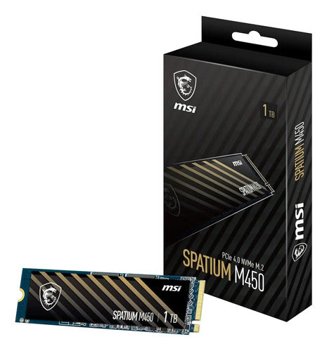 Ssd Msi Spatium M450 Nvme, 1tb, M.2 3000 Mb/s 3600 Mb/s Negro